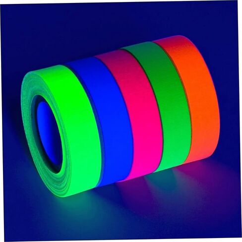 6 rolls شريط الفلورسنت النيون شريط الضوء الأسود لزخارف الحفلات توهج الظلام سهل التقدم للمراحل والاستوديوهات in Kuwait