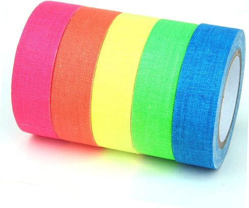 6 rolls شريط الفلورسنت النيون شريط الضوء الأسود لزخارف الحفلات توهج الظلام سهل التقدم للمراحل والاستوديوهات in Kuwait