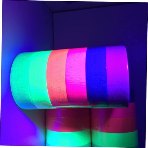 6 rolls شريط الفلورسنت النيون شريط الضوء الأسود لزخارف الحفلات توهج الظلام سهل التقدم للمراحل والاستوديوهات in Kuwait
