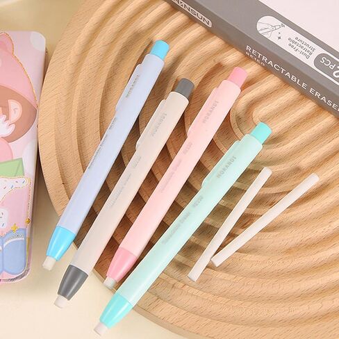 Retractable Pencil Erasers, Retractable Eraser Pen, Refillable Press Action Pencil Eraser Easy Erasing for Writing Drawing in Saudi Arabia