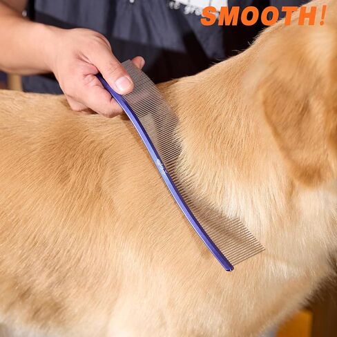 مشط من الفولاذ المقاوم للصدأ مشط للكلاب CATS CAT PET HAIR COMBING RAMING CURGY مع نهايات مستديرة وسلسة أدوات أسنان الفولاذ المقاوم للصدأ لإزالة التشابك والعقدة (بولي) in Kuwait