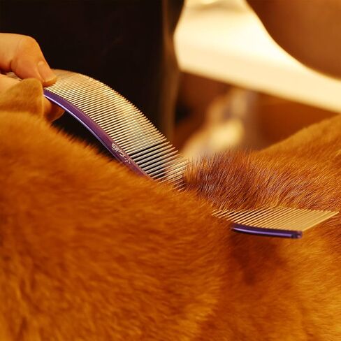 مشط من الفولاذ المقاوم للصدأ مشط للكلاب CATS CAT PET HAIR COMBING RAMING CURGY مع نهايات مستديرة وسلسة أدوات أسنان الفولاذ المقاوم للصدأ لإزالة التشابك والعقدة (بولي) in Kuwait
