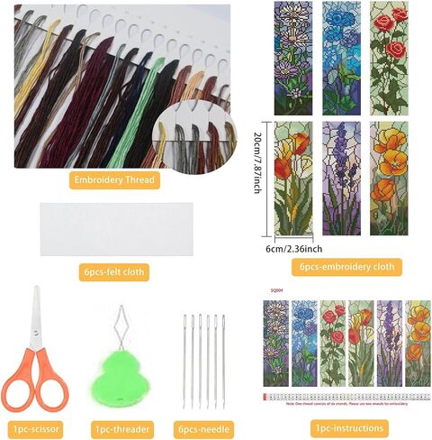 NEGEKFKX 4 Pcs Flower Cross Stitch Bookmark Kit for Adult Beginners,Bohemia Moth Cross Stitch Kits 14 CT DIY Cross Stitch Kits Adult Stamped Bookmark Embroidery Bookmarks Kit in Kuwait
