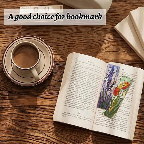 NEGEKFKX 4 Pcs Flower Cross Stitch Bookmark Kit for Adult Beginners,Bohemia Moth Cross Stitch Kits 14 CT DIY Cross Stitch Kits Adult Stamped Bookmark Embroidery Bookmarks Kit in Kuwait