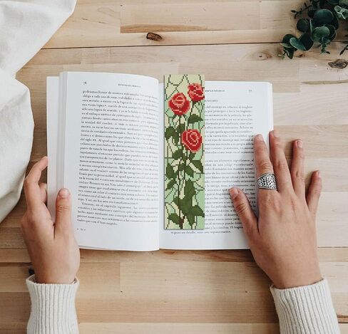 NEGEKFKX 4 Pcs Flower Cross Stitch Bookmark Kit for Adult Beginners,Bohemia Moth Cross Stitch Kits 14 CT DIY Cross Stitch Kits Adult Stamped Bookmark Embroidery Bookmarks Kit in Kuwait