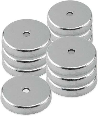 Master Magnetics Ceramic Round Base Magnet - 4.90" Diameter, 0.50" Thick, 0.50" Center Hole, 200 Pounds Pull, Chrome Plated, Pack of 2, RB100CX2 in Kuwait