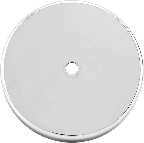 Master Magnetics Ceramic Round Base Magnet - 4.90" Diameter, 0.50" Thick, 0.50" Center Hole, 200 Pounds Pull, Chrome Plated, Pack of 2, RB100CX2 in Kuwait