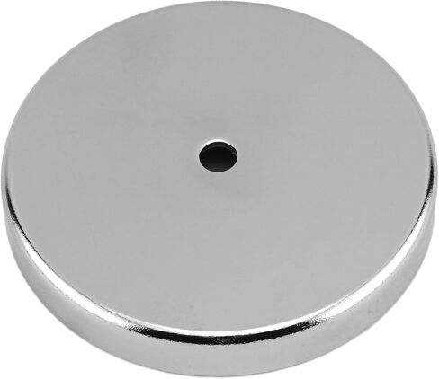 Master Magnetics Ceramic Round Base Magnet - 4.90" Diameter, 0.50" Thick, 0.50" Center Hole, 200 Pounds Pull, Chrome Plated, Pack of 2, RB100CX2 in Kuwait