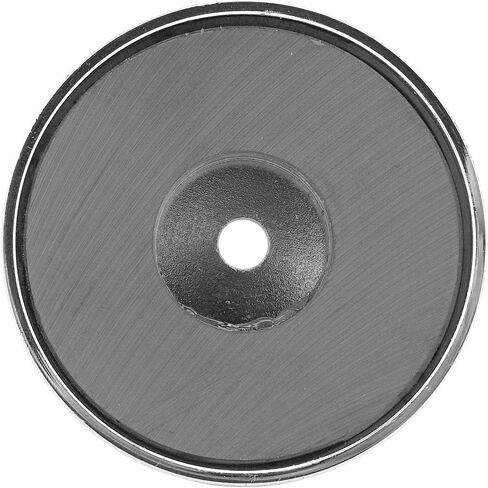 Master Magnetics Ceramic Round Base Magnet - 4.90" Diameter, 0.50" Thick, 0.50" Center Hole, 200 Pounds Pull, Chrome Plated, Pack of 2, RB100CX2 in Kuwait