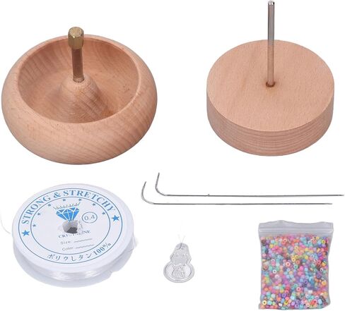 مومس Clay Bead Spinner ، أداة الدوران الخشبية للخرز مع إبرة معدنية لعشاق DIY أساور بذرة وقلائد in Kuwait