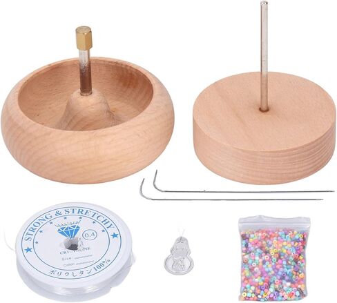 مومس Clay Bead Spinner ، أداة الدوران الخشبية للخرز مع إبرة معدنية لعشاق DIY أساور بذرة وقلائد in Kuwait