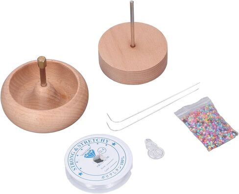 مومس Clay Bead Spinner ، أداة الدوران الخشبية للخرز مع إبرة معدنية لعشاق DIY أساور بذرة وقلائد in Kuwait