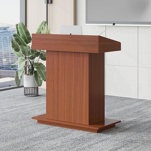 Lectern Solid Wood Podiums Floor Standing Podiums Rolling Podium with Wheel Church Podium and Pulpits Mobile Speaking Lectern with Wire Holes and Storage (Dark Walnut, 31.4″×19.68″×44″) in Saudi Arabia