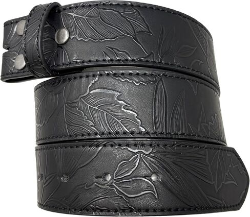 BC Belts Leather Belt Strap with Flower and Leaf Embossed Pattern 1.5" Wide with Snaps - Floral Vintage Style in Saudi Arabia