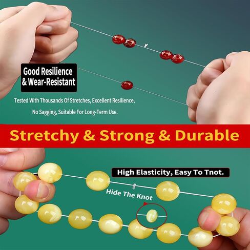 1mm Flat Elastic String for Bracelets,Stretchy Durable Bead String 360Ft,Easy Knotted Elastic Thread for Jewelry Making in Saudi Arabia