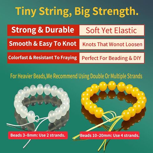 1mm Flat Elastic String for Bracelets,Stretchy Durable Bead String 360Ft,Easy Knotted Elastic Thread for Jewelry Making in Saudi Arabia