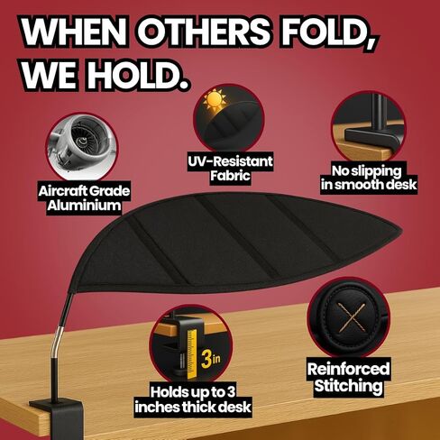 Cubicle Shade - Desk Shade for Cubicle to Block Light, Quick Install, No Tools Needed, Aircraft Grade Aluminium, UV-Resistant Fabric, 57.5x35x35 Inches, No Sag or Tilt, Protects Eyes in Saudi Arabia