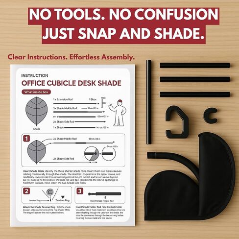 Cubicle Shade - Desk Shade for Cubicle to Block Light, Quick Install, No Tools Needed, Aircraft Grade Aluminium, UV-Resistant Fabric, 57.5x35x35 Inches, No Sag or Tilt, Protects Eyes in Saudi Arabia