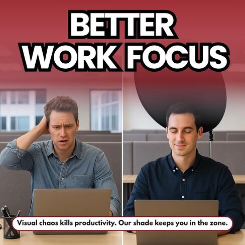 Cubicle Shade - Desk Shade for Cubicle to Block Light, Quick Install, No Tools Needed, Aircraft Grade Aluminium, UV-Resistant Fabric, 57.5x35x35 Inches, No Sag or Tilt, Protects Eyes in Saudi Arabia
