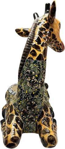 Talavera Giraffe Planter Flower Pot Pott Cute Folk Folk Indoor Outdoor Hand Lained Multicolor Meansmade Mexican Pottery 14.5 "(Multi) in Saudi Arabia