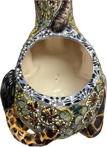 Talavera Giraffe Planter Flower Pot Pott Cute Folk Folk Indoor Outdoor Hand Lained Multicolor Meansmade Mexican Pottery 14.5 "(Multi) in Saudi Arabia