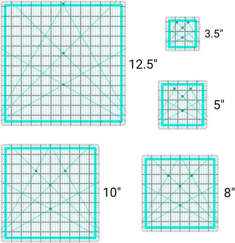 حكام خياطة اللحف ، 8 حكام خياطة اللحف (3.5 "x3.5" ، 5 "x5" ، 8 "x8" ، 10 "x10" ، 12.5 "x12.5" ، 6.5 "x12" ، 2 "x12" ، 3 "x9") حاكم اللحف بالأكريليك) in Kuwait
