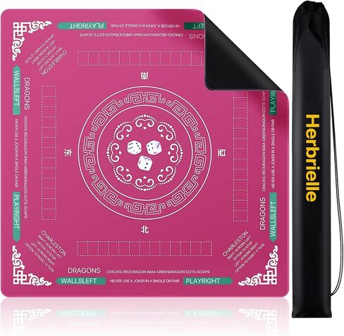 حصيرة غطاء طاولة Mahjong مع حقيبة حمل ، سطح مكافحة الضوضاء لانزلاق ، 32.4 × 32.4 بوصة ، لألعاب البلاط دومينو البوكر (البحرية) in Saudi Arabia