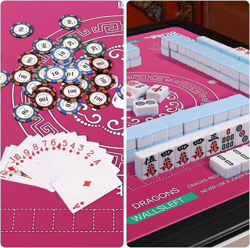 حصيرة غطاء طاولة Mahjong مع حقيبة حمل ، سطح مكافحة الضوضاء لانزلاق ، 32.4 × 32.4 بوصة ، لألعاب البلاط دومينو البوكر (البحرية) in Saudi Arabia