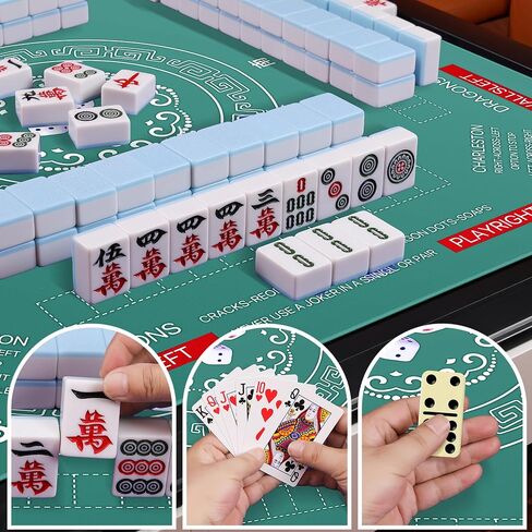 Mahjong Table Cover Mat with Carry Bag, Anti-Slip Noise Reduction Surface, 32.4 x 32.4 Inch, for Poker Cards Dominoes Tile Games (Navy) in Saudi Arabia