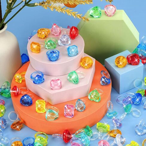 100pcs 3-Size Gem Diamond Rings Toys for kids&Unisex Adult,Bulk Plastic Ring Princess Party Favors Dress Up Jewel Ring,Goodie Bag Stuffers Fillers Carnival Prizes, Little Girl Christmas Birthday Gift in Saudi Arabia
