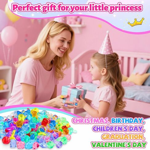100pcs 3-Size Gem Diamond Rings Toys for kids&Unisex Adult,Bulk Plastic Ring Princess Party Favors Dress Up Jewel Ring,Goodie Bag Stuffers Fillers Carnival Prizes, Little Girl Christmas Birthday Gift in Saudi Arabia