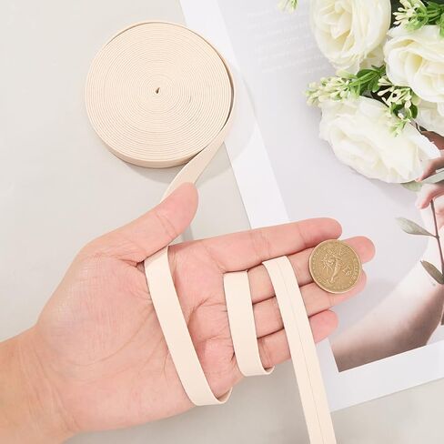 GORGECRAFT Foldover Leather Strips 5m x 12mm Flat Leather Cord Beige PU Edge Trimming 1mm Thick Lambskin Grain Leatherette Straps Braiding Thread Strings for Bracelet Jewelry Making DIY Crafts in Saudi Arabia