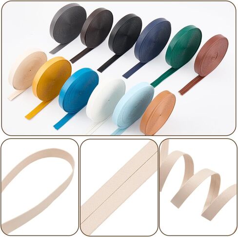 GORGECRAFT Foldover Leather Strips 5m x 12mm Flat Leather Cord Beige PU Edge Trimming 1mm Thick Lambskin Grain Leatherette Straps Braiding Thread Strings for Bracelet Jewelry Making DIY Crafts in Saudi Arabia