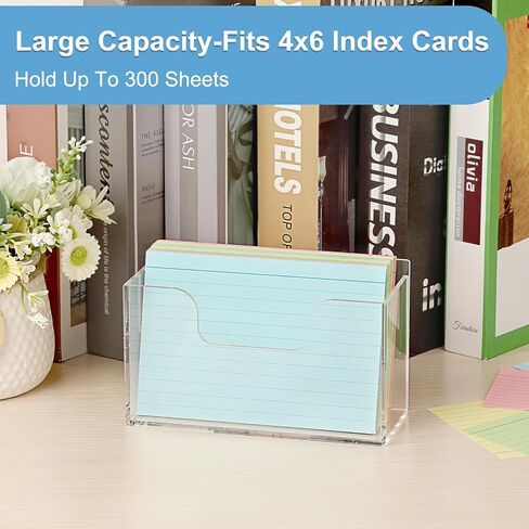 BTSKY 1 Pack Acrylic Index Card Holder Display Stand - 4X6 Inch Notecard Box Recipe Organizer, Clear Index Card Case for Office Desk Recipe Notecard Storage Box, Photo Holder Organizer in Saudi Arabia
