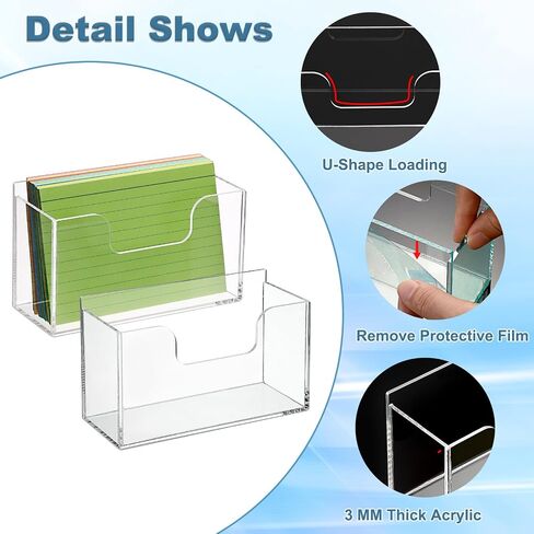 BTSKY 1 Pack Acrylic Index Card Holder Display Stand - 4X6 Inch Notecard Box Recipe Organizer, Clear Index Card Case for Office Desk Recipe Notecard Storage Box, Photo Holder Organizer in Saudi Arabia