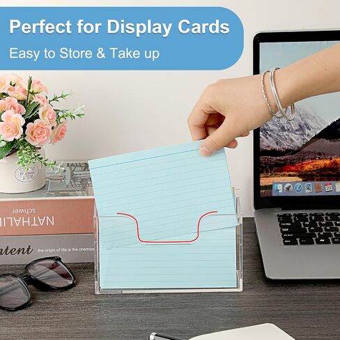 BTSKY 1 Pack Acrylic Index Card Holder Display Stand - 4X6 Inch Notecard Box Recipe Organizer, Clear Index Card Case for Office Desk Recipe Notecard Storage Box, Photo Holder Organizer in Saudi Arabia