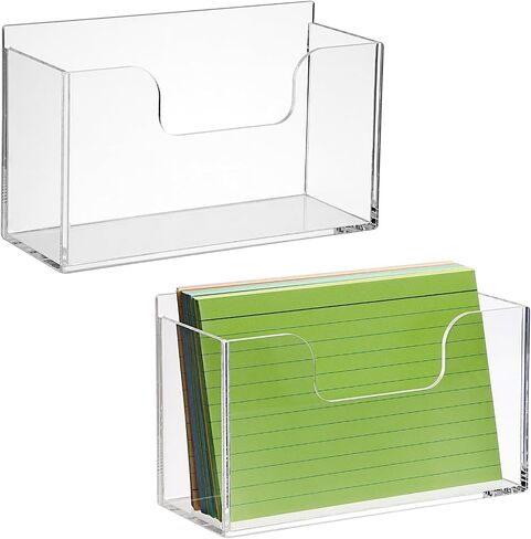 BTSKY 1 Pack Acrylic Index Card Holder Display Stand - 4X6 Inch Notecard Box Recipe Organizer, Clear Index Card Case for Office Desk Recipe Notecard Storage Box, Photo Holder Organizer in Saudi Arabia