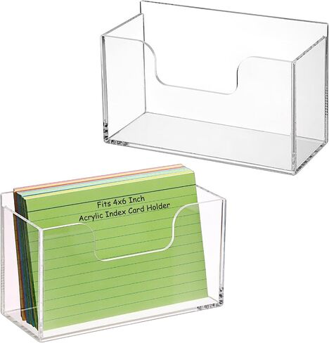 BTSKY 1 Pack Acrylic Index Card Holder Display Stand - 4X6 Inch Notecard Box Recipe Organizer, Clear Index Card Case for Office Desk Recipe Notecard Storage Box, Photo Holder Organizer in Saudi Arabia