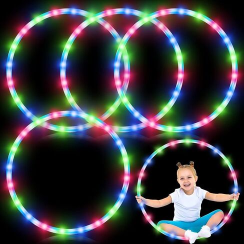 Jerify 4 Pack LED Hoop Light up LED Glowing Lights Fitness Exercise Hoops 10 Color Changing Exercise Glowing Hoop for Halloween Party Favors Dance Dark Fitness in Saudi Arabia