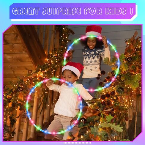 Jerify 4 Pack LED Hoop Light up LED Glowing Lights Fitness Exercise Hoops 10 Color Changing Exercise Glowing Hoop for Halloween Party Favors Dance Dark Fitness in Saudi Arabia
