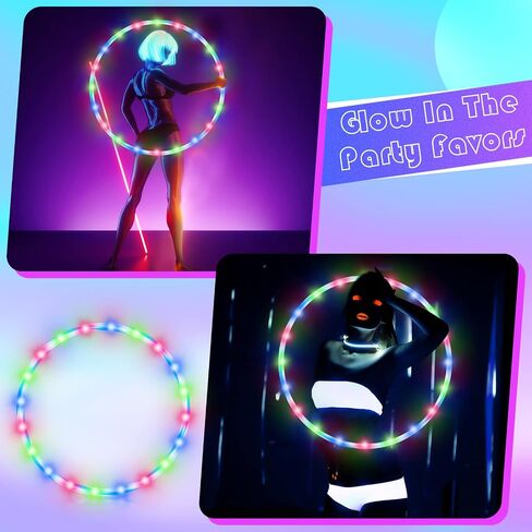Jerify 4 Pack LED Hoop Light up LED Glowing Lights Fitness Exercise Hoops 10 Color Changing Exercise Glowing Hoop for Halloween Party Favors Dance Dark Fitness in Saudi Arabia