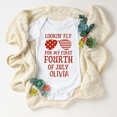 Looking Fly for My First 4th of July Baby Boy Outfit, Customized My First Fourth of July Baby Girl Outfit, Cute Personalized 4th of July Onesie Baby Boy, Baby Girl, Newborn, Infant, Siblings, Twins in Saudi Arabia