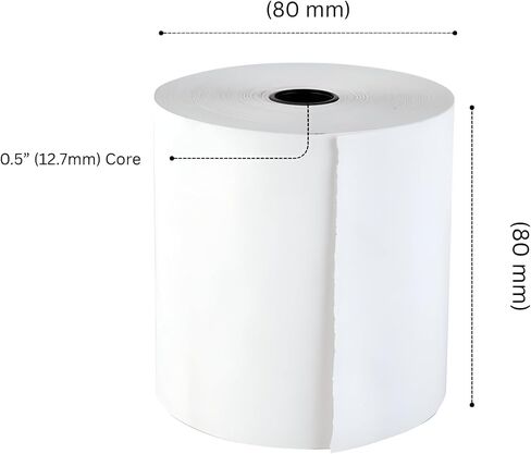 (50 حزمة) 3 1/8 × 230 إيصال الورق الحراري لفة - BPA ، ورقة طابعة حرارية 80 مم تناسب جميع سجلات نقاط نقاط البيع ، البرسيم ، المربع ، EPSON ، نجمة Micronics TSP100III ، استلام الطابعات in Kuwait