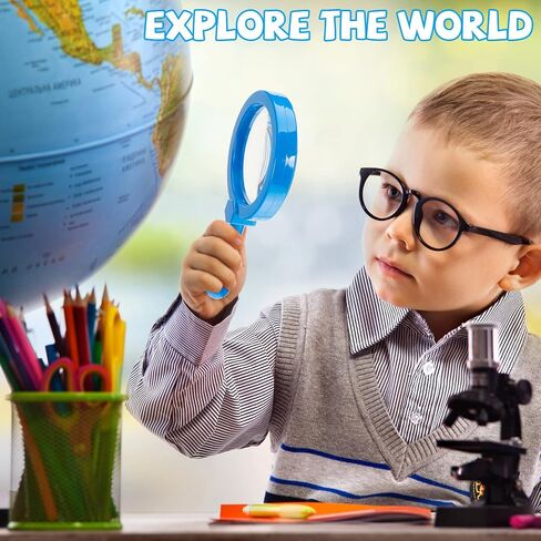 Lewtemi 6 Pack Kids Science Learning Toys Kids Machineding Glass with Stand Easy Watch jumbo Machifiers 3x Mextainification Exploring Science Presechool Apoys to Play Reading Book Map Hap in Kuwait