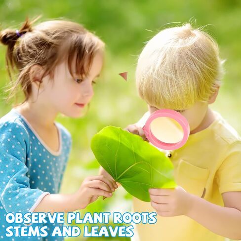 Lewtemi 6 Pack Kids Science Learning Toys Kids Magnifying Glass with Stand Easy Grasp Jumbo Magnifiers 3X Magnification Exploration Science Preschool Learning Toys for Play Reading Book Map Insect in Saudi Arabia