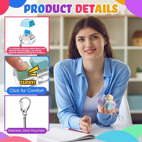 12 Pcs Decompression Toys Keyboard Clicker Toy Fidget Keyboard Keychain Button Stress Relief Gifts for Adults and Kids Office Pass Time(Classic) in Saudi Arabia