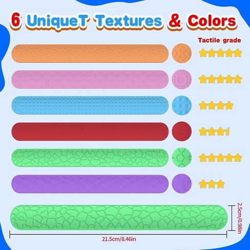 Sensory Fidget Toys Slap Bracelets: 6PC Textured Silicone Sensory Toys for Autism, Fidgets for Kids, Teens & Adults, Anxiety & Stress Relief - Ideal for Classroom Rewards, Party & Special Needs Gifts in Saudi Arabia