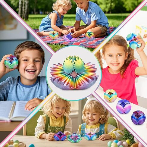 Gear Ball Fidget Toys for Kids Adults 3D Printed Stress Relief Gearsphere for Anxiety Office Desk Christmas Stoking Stuffers Easter Basket Fillers Birthday Gifts (Radiant Sunset,2.5 Inch) in Kuwait