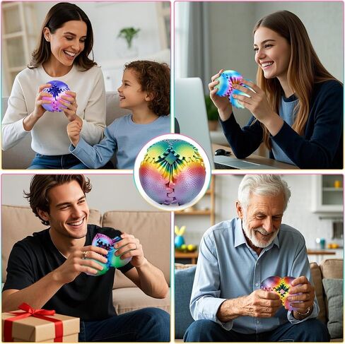 Gear Ball Fidget Toys for Kids Adults 3D Printed Stress Relief Gearsphere for Anxiety Office Desk Christmas Stoking Stuffers Easter Basket Fillers Birthday Gifts (Radiant Sunset,2.5 Inch) in Kuwait