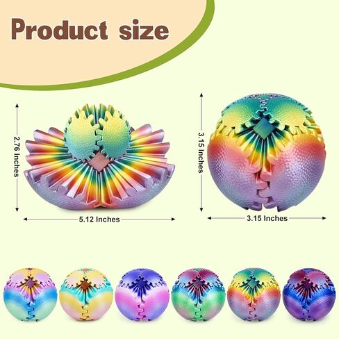 ألعاب الترس في لعبة التغلب للأطفال البالغين ثلاثي الأبعاد المطبوعة الإجهاد تخفيف التروس لمكتب Office Desk Christmas Stoing Stakings Easter Faullers Higders (Sunset Radiant ، 2.5 inch) in Kuwait